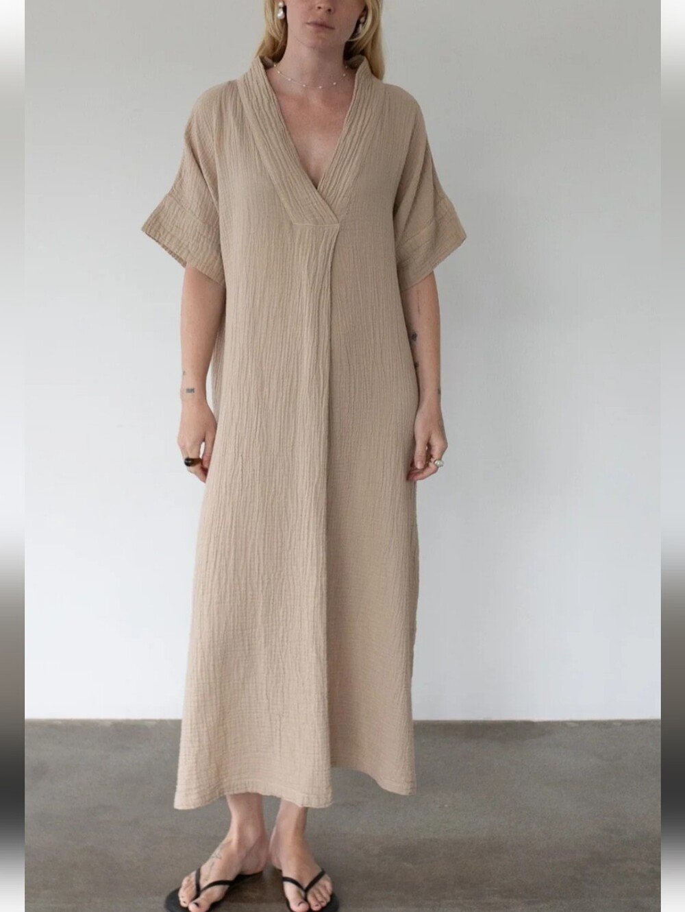 Honest Cotton Tulum Dress In Ecru